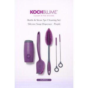 Kochblume Bottle & Straw 5pc Cleaning Set Silicone Soap Dispenser Purple NWOT